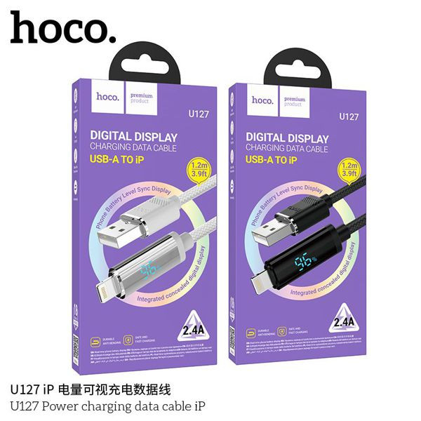 Hoco U127 Cable De Carga Para Usb A Iphone (Con Porcentaje De Bateria En El Cabezal)