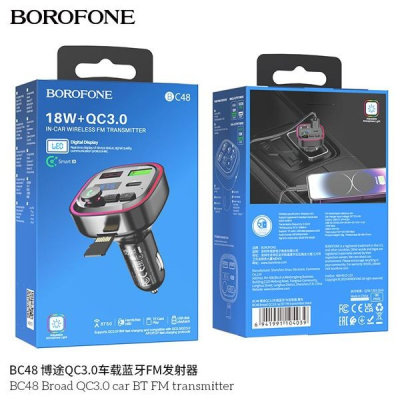 Borofone Bc48 Transmisor Fm Bluetooth Para Coche Con Carga Rápida Qc 3.0