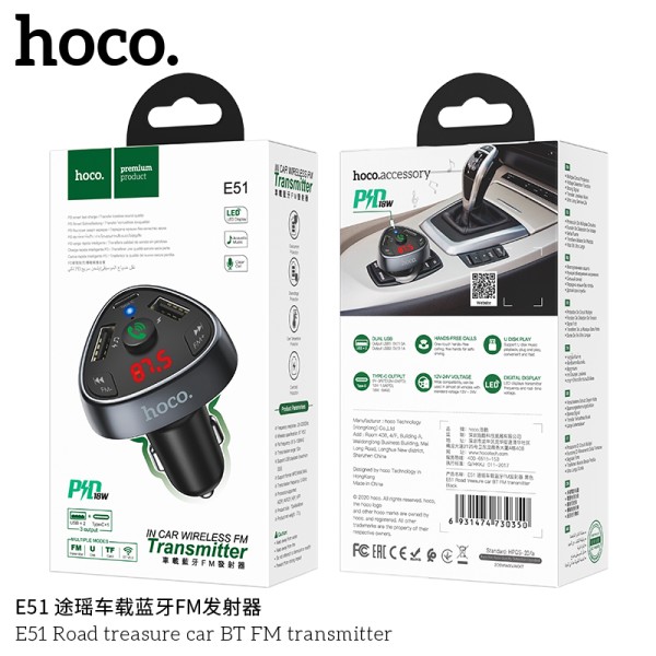 Hoco E51 Transmisor Fm Bluetooth Para Coche