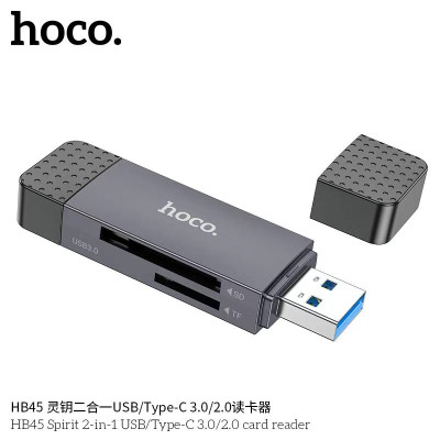 Hoco HB45 Lector De Tarjetas Spirit 2 en 1 USB/Tipo-C 2.0