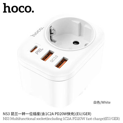 Hoco NS3 Enchufe Multifuncional (Incluida Carga Rápida 1C 2A PD20W)