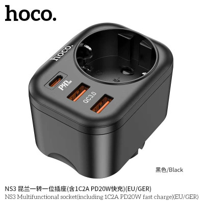 Hoco NS3 Enchufe Multifuncional (Incluida Carga Rápida 1C 2A PD20W)