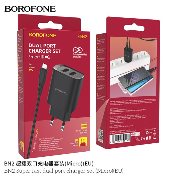 Borofone Bn2 Cargadores De Doble Puerto Super Fast Micro