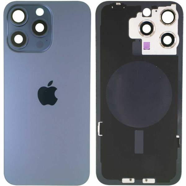 Tapa Trasera Con Soporte Metal Con Iman Y Lente De Camara Para Iphone 15 Pro Max Azul