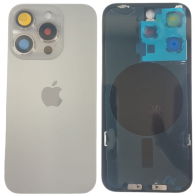 Tapa Trasera Con Soporte Metal Con Iman Y Lente De Camara Para Iphone 15 Pro Gris