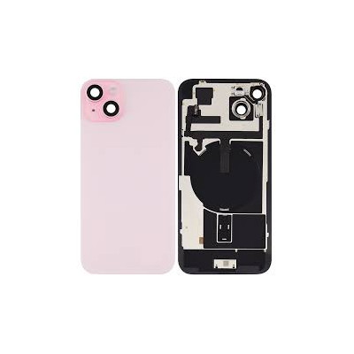 Tapa Trasera Con Soporte Metal Con Iman Y Lente De Camara Para Iphone 15 Plus Rosa