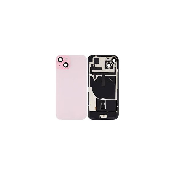 Tapa Trasera Con Soporte Metal Con Iman Y Lente De Camara Para Iphone 15 Plus Rosa