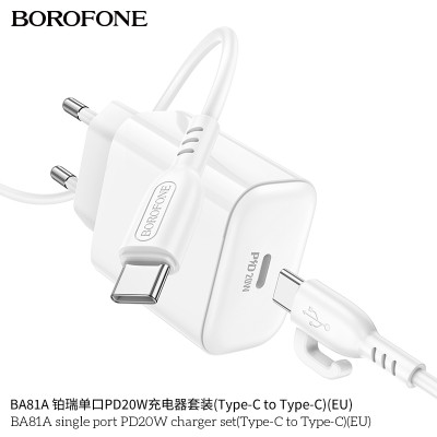 Borofone Ba81A Cargador Rápido Pd20W Con Cable Type-C