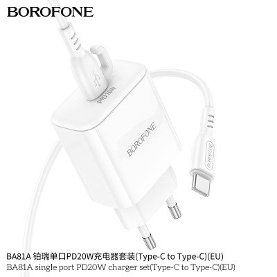 Borofone Ba81A Cargador Rápido Pd20W Con Cable Type-C