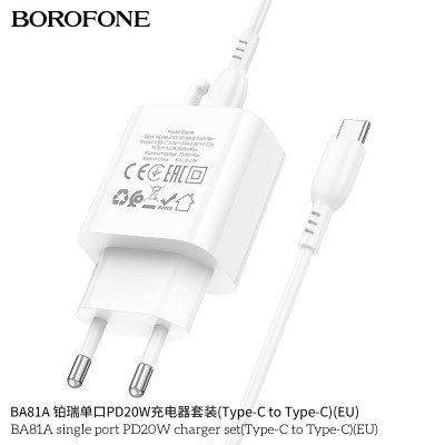 Borofone Ba81A Cargador Rápido Pd20W Con Cable Type-C