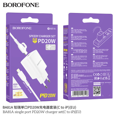 Borofone Ba81A Cargador Rápido Pd20W Con Cable Lightning