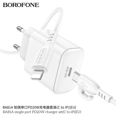 Borofone Ba81A Cargador Rápido Pd20W Con Cable Lightning