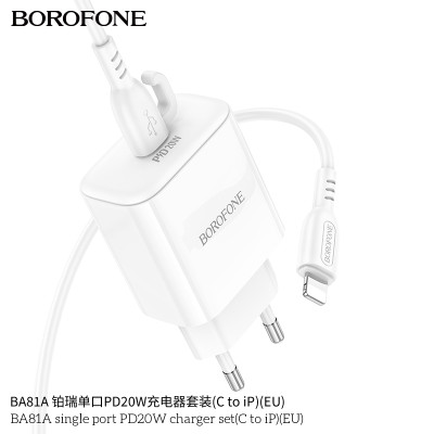 Borofone Ba81A Cargador Rápido Pd20W Con Cable Lightning