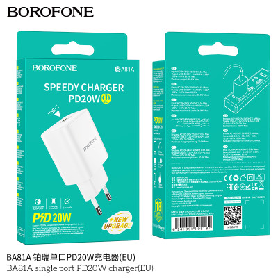 Borofone Ba81A Cargador Rápido Enchufe Pd20W Type-C