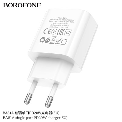 Borofone Ba81A Cargador Rápido Enchufe Pd20W Type-C