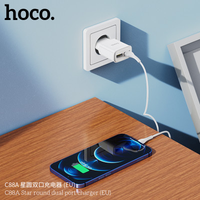 Hoco C88A Cargador Enchufe 2.4A Max Doble Usb