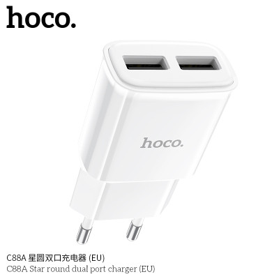 Hoco C88A Cargador Enchufe 2.4A Max Doble Usb