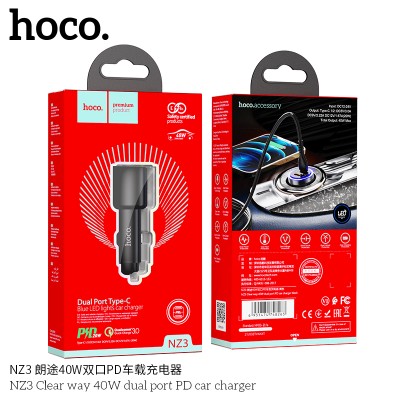 Hoco Nz3 Cargador De Automóvil Clear Way 40W Puerto Dual Pd