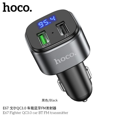 Hoco E67 Transmisor Fm Bluetooth Para Coche Con Carga Rápida Qc3.0