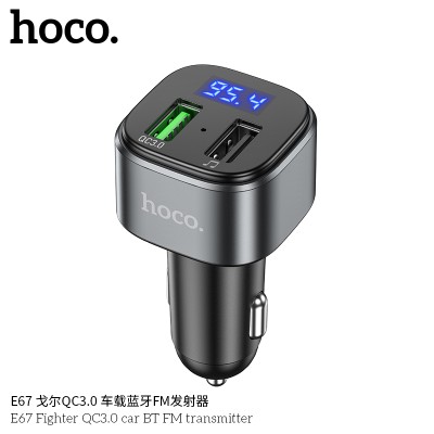 Hoco E67 Transmisor Fm Bluetooth Para Coche Con Carga Rápida Qc3.0