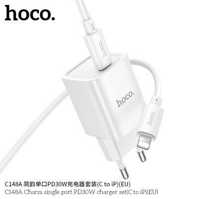 Hoco C148A Cargador Sencillo PD30W Con Cable iP