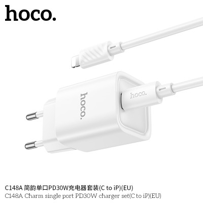 Hoco C148A Cargador Sencillo PD30W Con Cable iP