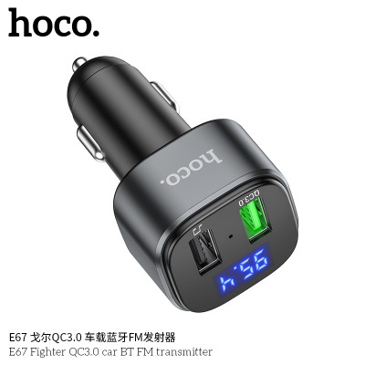 Hoco E67 Transmisor Fm Bluetooth Para Coche Con Carga Rápida Qc3.0