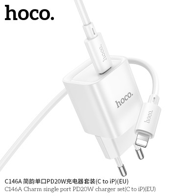 Hoco C146A Cargador Sencillo PD20W Con Cable iP