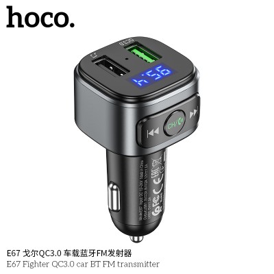 Hoco E67 Transmisor Fm Bluetooth Para Coche Con Carga Rápida Qc3.0