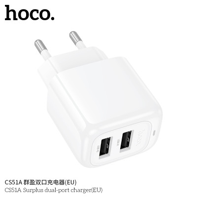 Hoco CS51A Enchufe Doble Puerto USB Sin Cable 2.4A