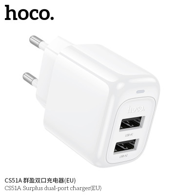 Hoco CS51A Enchufe Doble Puerto USB Sin Cable 2.4A