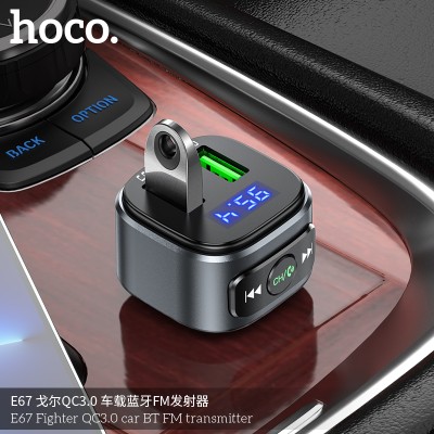 Hoco E67 Transmisor Fm Bluetooth Para Coche Con Carga Rápida Qc3.0