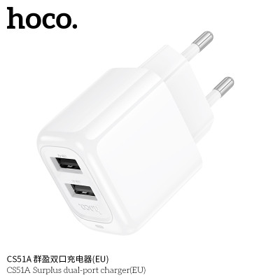 Hoco CS51A Enchufe Doble Puerto USB Sin Cable 2.4A