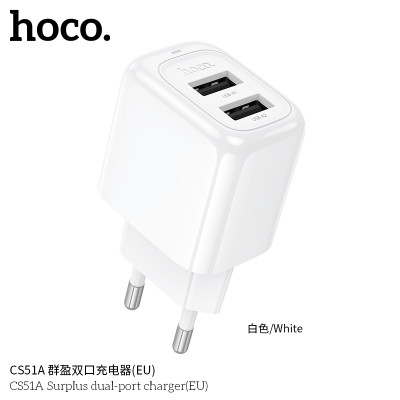 Hoco CS51A Enchufe Doble Puerto USB Sin Cable 2.4A