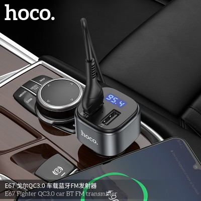 Hoco E67 Transmisor Fm Bluetooth Para Coche Con Carga Rápida Qc3.0