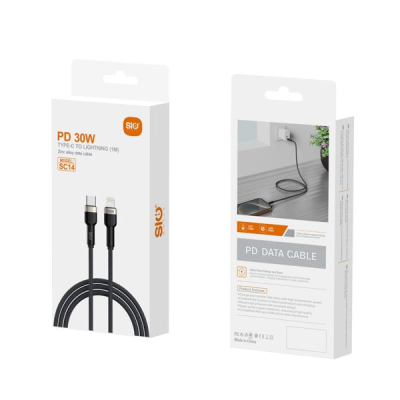 Sio SC14 Cable Tipo-C A Lightning Negro