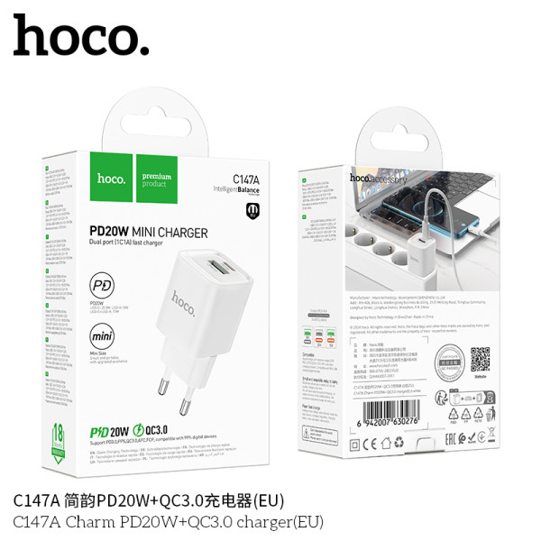 Hoco C147A Cargador PD20W+QC3.0 (EU) JianYun