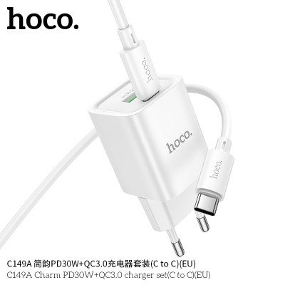 Hoco C149A PD30W+QC3.0 Cargador Con Cable (C to C) (EU)