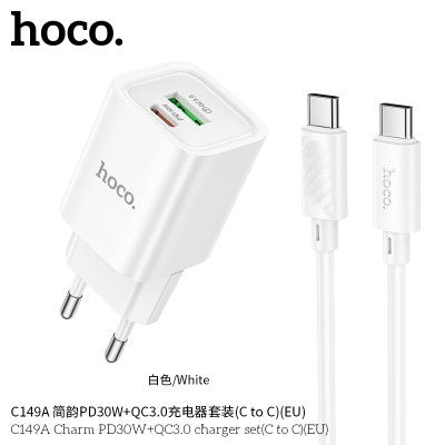 Hoco C149A PD30W+QC3.0 Cargador Con Cable (C to C) (EU)