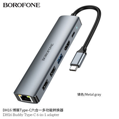 Borofone DH16 Convertidor Multifuncion 6 En 1 Type-C Bozhan