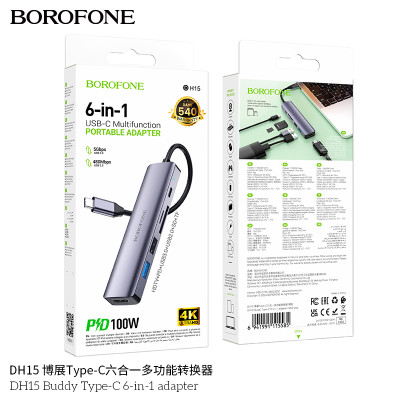 Borofone DH15 Convertidor Multifuncion 6 En 1 Type-C Bozhan