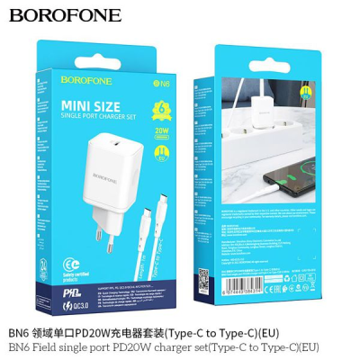 Borofone Bn6 Cargadores Pd20W Con Cable Tipo-C A Tipo-C