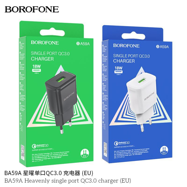 Borofone BA59A Cargador Enchufe Qc3.0