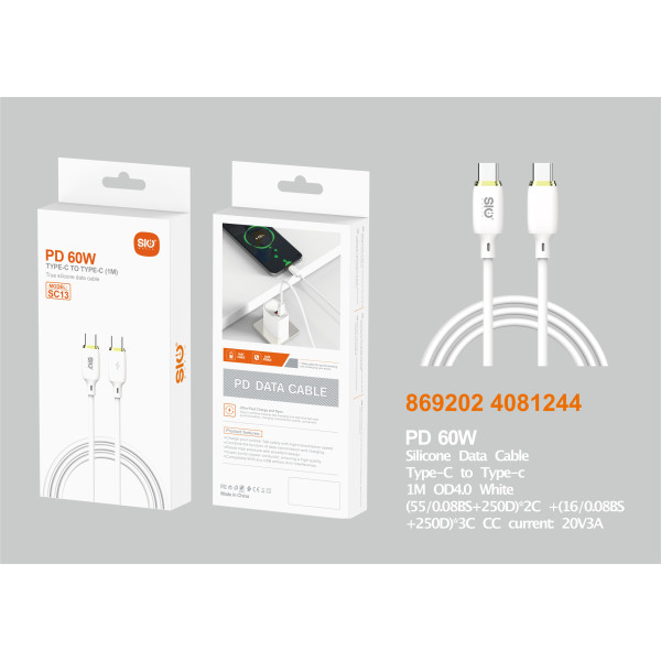 Sio Sc13 Cable Para Tipo C A Tipo C 60W Blanco