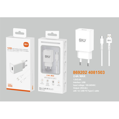 Sio Sd05 Cargador Para Usb A Tipo C Blanco