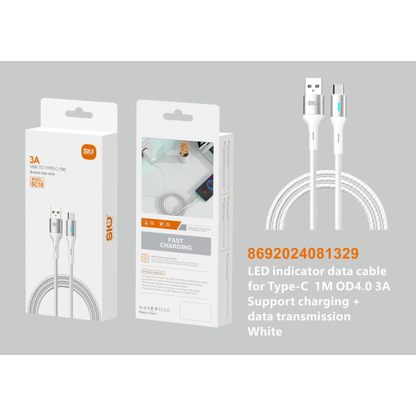 Sio Sc16 Cable Para Usb A Tipo C Blanco