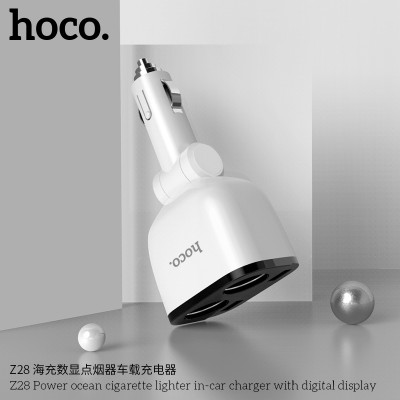 Hoco Z28 Cargador De Encendedor De Cigarrillos Ocean Con Pantalla Digital