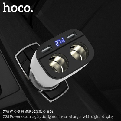 Hoco Z28 Cargador De Encendedor De Cigarrillos Ocean Con Pantalla Digital