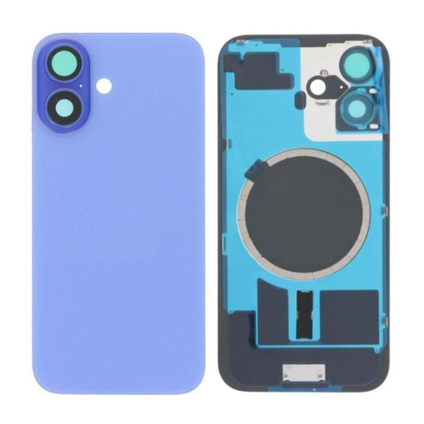 Tapa Trasera Con Soporte Metal Con Iman Y Lente De Camara Para Iphone 16 Azul