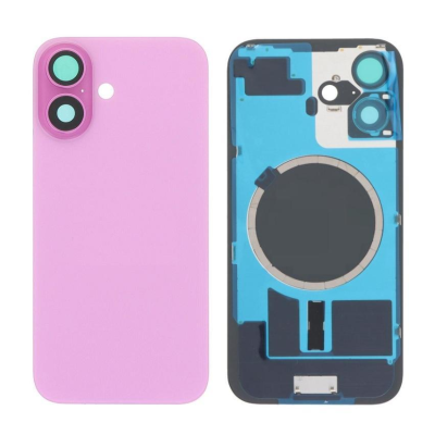 Tapa Trasera Con Soporte Metal Con Iman Y Lente De Camara Para Iphone 16 Rosa